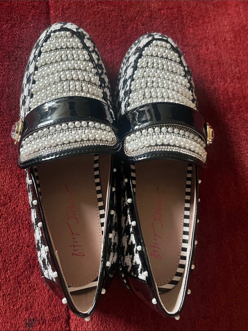 BETSEY JOHNSON Mariam Plaid And Rhinestone Embellished Loafer - Picture 9 of 10